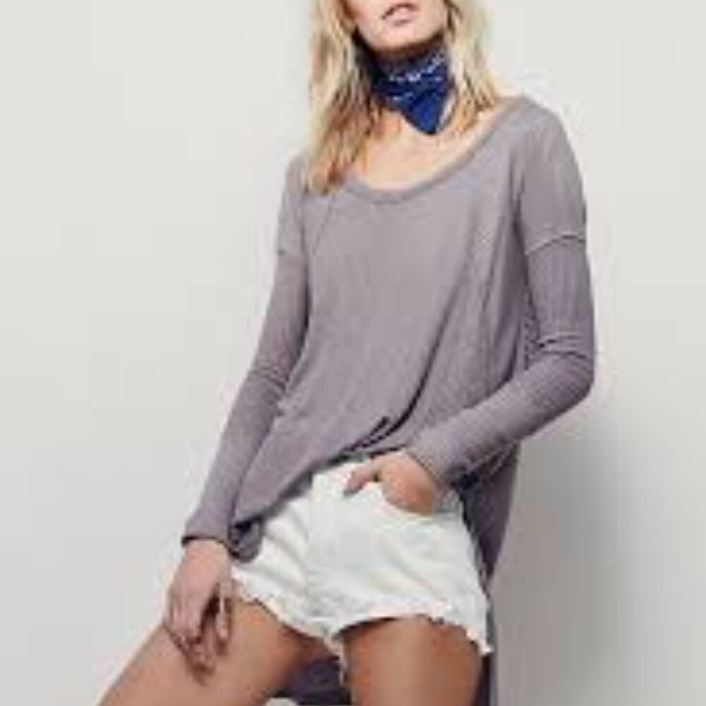 GUC Free People Distressed Waffle Knit Top, Size Small